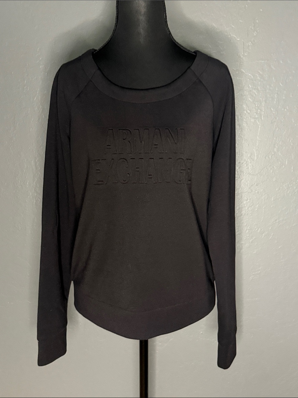Armani Exchange Black Embossed Logo Pullover